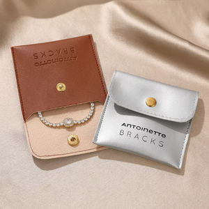 Eco friendly Pu Leather Jewelry Packaging Pouch Envelope Jewel Display Protection Bag Free Sample <b>Storage</b> Earring Necklace Pouch - Product Image 4