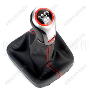 Pomo de palanca de cambios de coche Pareau para Volkswagen Golf 5 6, 5 velocidades, cuero, costuras rojas, diseño ergonómico - Product Image 4