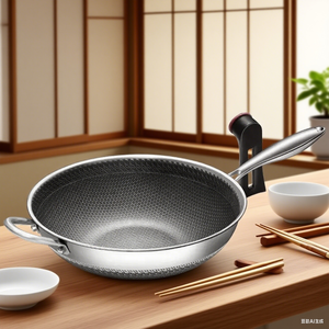 Ensemble de <span class=keywords><strong>wok</strong></span> en acier inoxydable de qualité supérieure, antiadhésif, avec couvercle en verre, chauffe rapidement, compatible gaz et induction, gain de temps, essentiels de cuisine - Product Image 6