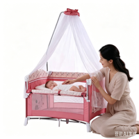 Parc de jeu pour bébé en métal, norme européenne, très populaire, portable, pour enfants de 0 à 3 ans, lit de voyage pour salon et hôtel