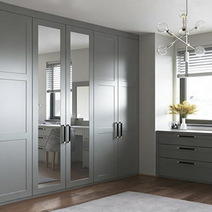 Armoire en bois massif haut de gamme personnalisée BALOM avec miroir sur toute la longueur, meubles de chambre à coucher modernes, grand rangement - Product Image 6