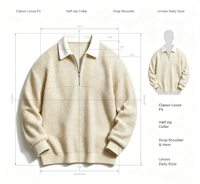 Polo à manches longues gaufré personnalisable pour homme, couleur unie, col à revers, demi-zip, style décontracté sportif, collection automne, vente en gros