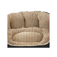 Lit pour chien ovale moderne respirant sur mesure en gros, canapé-lit en fausse fourrure noire, lit pour chat portable antidérapant en fibre de polyester écologique