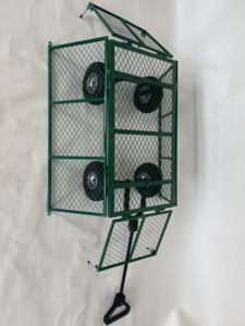 Chariot de jardin en métal en acier à poignée rotative à 180 ° Pneus de 13 pouces Capacité de 1000LBS Chariot à plate-forme à quatre roues personnalisable OEM - Product Image 5