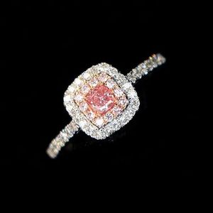 Anillo de Diamantes Rosados de 0.55CT, Oro Puro de 18k, Anillos de Boda, Piedras Preciosas Auténticas Xinfly, Venta al Por Mayor - Product Image 2