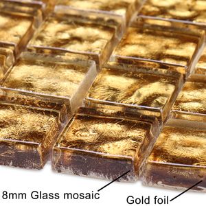 Gạch Khảm Thủy Tinh Màu Vàng Sáng Lấp Lánh Hình Vuông Nhà Máy Phật Sơn - Product Image 5