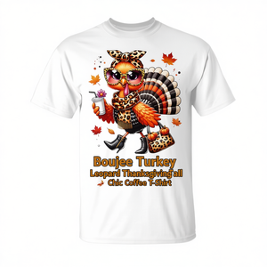 T-shirt chic à motif léopard de Turquie pour l'automne et Thanksgiving - Product Image 2