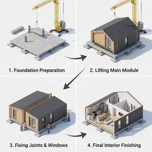 Chalet Prefabbricato Espandibile Impermeabile Effetto Legno con <span class=keywords><strong>Vista</strong></span> <span class=keywords><strong>Lago</strong></span>, per Resort, Campeggio e Alloggi con Balcone - Product Image 3