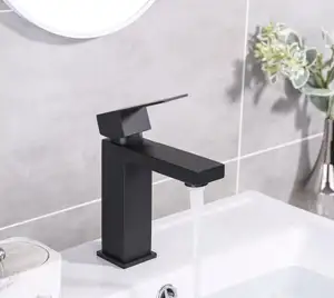 Kingze Torneira Aourmet Black Ultra Modern 304 Stainless Steel Vanity Sink Faucet For Bathroom