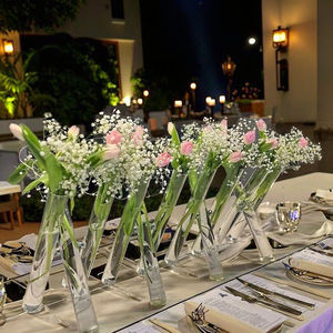 <span class=keywords><strong>Vase</strong></span> Floral en Éprouvette, 3 Verres Connexes, Centre de Table de Mariage, <span class=keywords><strong>Vase</strong></span> Cylindrique, Support Floral, Décoration de Table de Mariage - Product Image 1