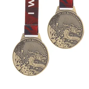 Конструкторская собственная металлическая награда для литья под давлением, изготовленная на заказ 3D спортивная Дракон, медали для карате по дзюдо