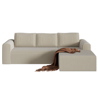 Canapé modulaire en forme de L beige moderne avec design à rayures verticales et chaise longue pour salon, maison, appartement, hôtel