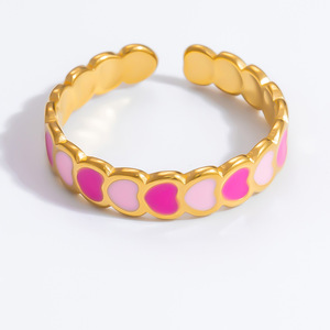 Heart Shape <b>Gold</b> Plated <b>Bracelet</b> For Women Colorful Enamel Jewelry Gift Fashion Accessory - Product Image 2