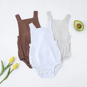 Wholesale Custom Newborn Clothes Cotton Blended Solid Color Sleeveless Rompers Baby For Kids