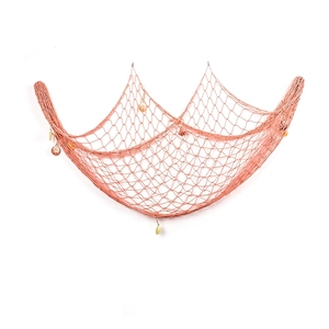 Filet décoratif créatif pour photos, à suspendre aux murs, style méditerranéen, en coton et lin épais, filet en coquillages - Product Image 1