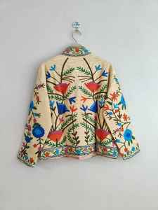 Chaqueta de Algodón Bordada Suzani, Abrigo Bohemio Hecho a Mano, Ropa de Moda Tribal para Festivales, Chaqueta de Algodón Suzani - Product Image 6