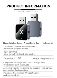 New <b>USB</b> Upgrade CarPlay Android Auto <b>Adapter</b> Stable Black Glass Connection for IOS/Android Devices - Product Image 5