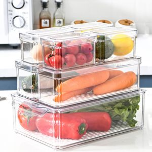 WISHOME 7 pièces, organiseurs <span class=keywords><strong>de</strong></span> <span class=keywords><strong>réfrigérateur</strong></span> en PET, bacs <span class=keywords><strong>de</strong></span> rangement pour aliments avec couvercle, accessoires <span class=keywords><strong>de</strong></span> cuisine - Product Image 1