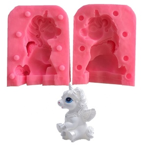 Moule de bougie de licorne 3D cheval volant en Silicone avec moule de corne pour décoration de gâteau Fondant - Product Image 3