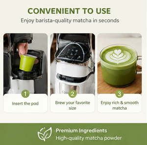 แคปซูลมัทฉะออร์แกนิก USDA สำหรับเครื่องชงกาแฟ Keurig ชาเขียวอุดมด้วยสารต้านอนุมูลอิสระ ไม่เติมน้ำตาล ปราศจากกลูเตน ชงดื่มได้ครั้งเดียว ช่วยเพิ่มพลังยามเช้า - Product Image 3