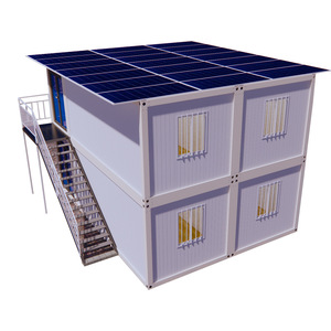 Maison conteneur à deux étages personnalisable avec panneaux solaires pour usage bureautique, scolaire et hospitalier - Product Image 1