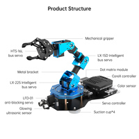 Hiwonder xArm 2,0 6DOF Python Scratch Programación Robot STEM Educación Kits de brazo robótico con expansión de sensor