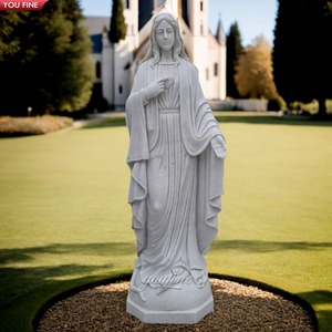 Église extérieure Vierge Marie Statue en marbre - Product Image 3