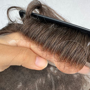 Postizo de Cabello Natural con Cierre de Encaje Completo Personalizado, Ondulado Natural, 80%-140% de Densidad, Cabello Remy Indio, Prótesis Capilar <span class=keywords><strong>para</strong></span> <span class=keywords><strong>Hombres</strong></span> - Product Image 2