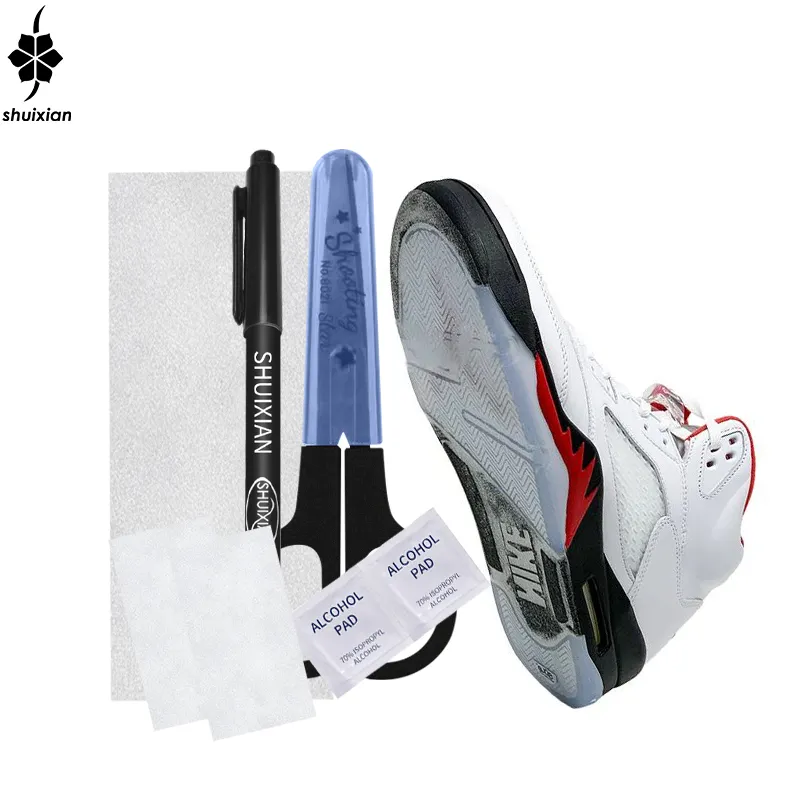 Kit de Protector de suela de zapatos, pegatina de suela con tijeras, lápiz y almohadillas de Alcohol