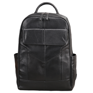 Sac à dos en cuir véritable noir pour hommes, sac pour ordinateur portable de 7 pouces, sac à dos de voyage, sac à dos décontracté pour le travail et les affaires - Product Image 6