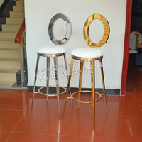 Tabourets de bar modernes, hauteur comptoir, option réglable, dossier en métal, acier inoxydable, doré
