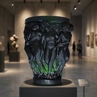 Vas Kaca Kristal Mewah Bergaya Art Deco dengan Ukiran Relief Figur Telanjang, Pot Bunga untuk Dekorasi Tengah Meja Rumah dan Hotel