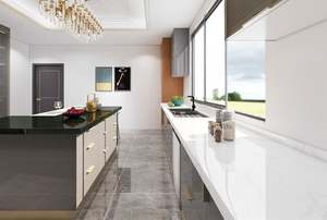 Armoires de cuisine en aluminium gris brillant de style européen, matériaux bois et panneaux, portes d'armoires de cuisine en acrylique pour une utilisation en cuisine - Product Image 4