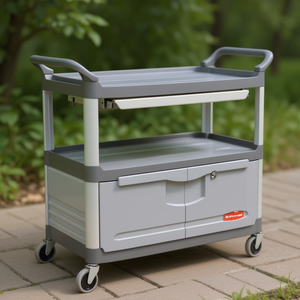 Carrello multiuso con cassetto e armadietto grigio FG409400GRAY - Product Image 3