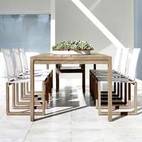 Ensemble de table à manger d'extérieur en teck, design minimaliste, meubles en bois durables pour la terrasse et le jardin