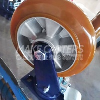 Roulettes robustes noyau en aluminium PU roulettes pivotantes chariot industriel Double roulement 4 "5" 6 "8" pouces frein rigide fixe