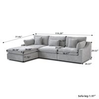 VOXHOME Moderne Möbel Chenille-Leinen-Mix Stoff Wohnzimmer 3 4 5 6 7 Sitzer Grau Schwarz Modulares Ecksofa Set