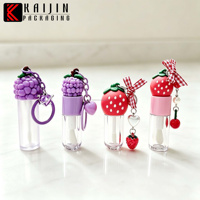 Tube de gloss à lèvres en silicone motif raisin et fraise avec pendentif, pour DIY, matériaux d'emballage pour gloss et huile à lèvres