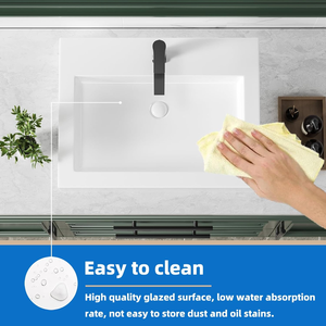 Lavabo da Appoggio Moderno 24 Pollici, Lavandino Rettangolare in Porcellana Bianca 24 X 18.3, Vasca Bassa da Bancone, Garanzia 5 Anni - Product Image 4