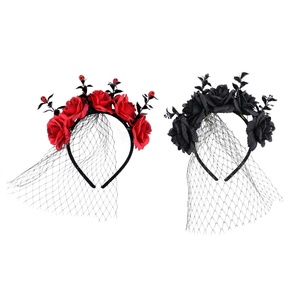 Halloween <b>Rose</b> Net, Gauze, Headband, Ghost Festival Performance, Headband, Dark Garland, Veil, Headband and Hair - Product Image 5