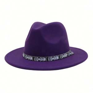 Chapeau Fedora en feutre style ethnique rétro britannique à large bord pour homme et femme, idéal pour une tenue décontractée - Product Image 5