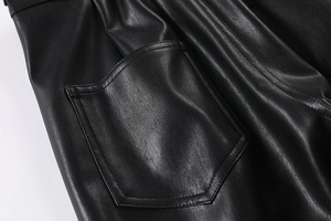 Mùa Xuân Anh Cổ Điển Cao Eo Da PU Quần Harem Phụ Nữ Quần Thời Trang Quần Phụ Nữ Mới Thời Trang Thẳng Quần Giản Dị - Product Image 5