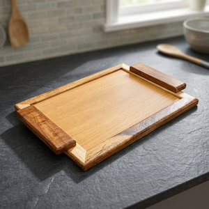 Bandeja Rectangular de Madera Hecha a Mano, Pulida, Decorativa, Multifuncional, con Patrón Abstracto Sólido, para Aniversario, Frutas - Product Image 3