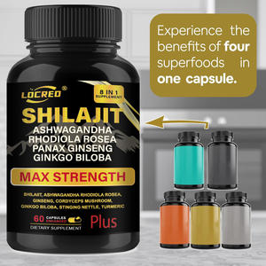 Ashashandha <span class=keywords><strong>Rhodiola</strong></span> <span class=keywords><strong>Rosea</strong></span> Ginseng 8-in-1 formülü ile sıcak satış organik Shilajit kapsül genel canlılık 60 sayısını destekler - Product Image 5