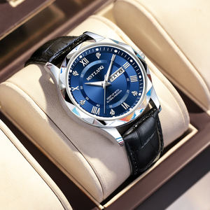 Di lusso di alta qualità orologio da uomo in pelle impermeabile al quarzo orologi da uomo sportivi uomini d'affari guardare con giorno settimana - Product Image 3