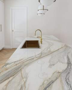 Meilleur marbre Calacatta en blanc or pour les sols intérieurs modernes de villas, appartements/hôtels, poli, imperméable, avec garantie d'un an - Product Image 5