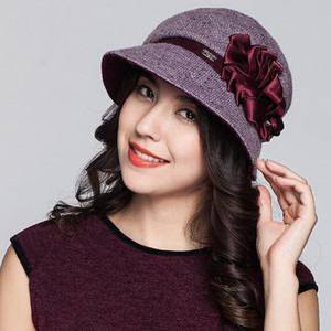 Nuevo Otoño Invierno lana sombreros <span class=keywords><strong>sombrero</strong></span> elegante caliente suave Panamá mujeres flores <span class=keywords><strong>cuenca</strong></span> Fedora sombreros mujer adulta Iglesia gorras h6742 - Product Image 2