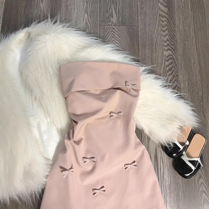 <span class=keywords><strong>Robe</strong></span> Mini Coquette Rose 3D à Nœud, Sans Bretelles, Froncée, <span class=keywords><strong>Moulante</strong></span>, Style Coréen Y2K, Douce, Fairycore, pour Soirée et Clubbing 2026 - Product Image 3