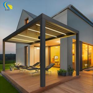 فتح كوة سقف قابل للسير مظلة الفناء مقاومة للمطر رمادي شرفة عريشة عريشة متحركة-نوع الألومنيوم مسحوق PVC المغلفة - Product Image 2