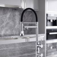 Robinet de cuisine multifonctionnel 3-en-1 en acier inoxydable avec douchette extractible et robinet d'eau filtrée intégré